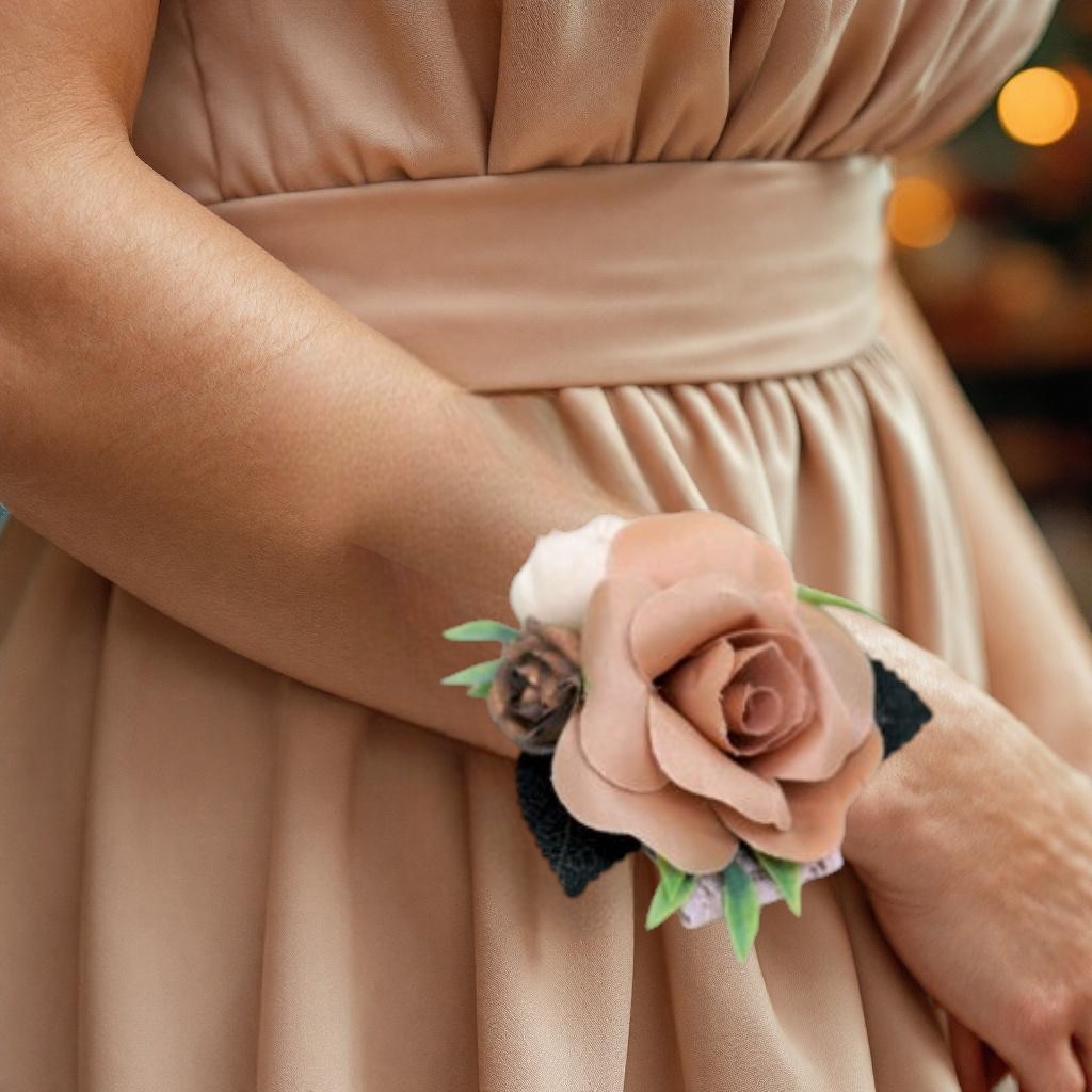 Pulsera de flores color dorado