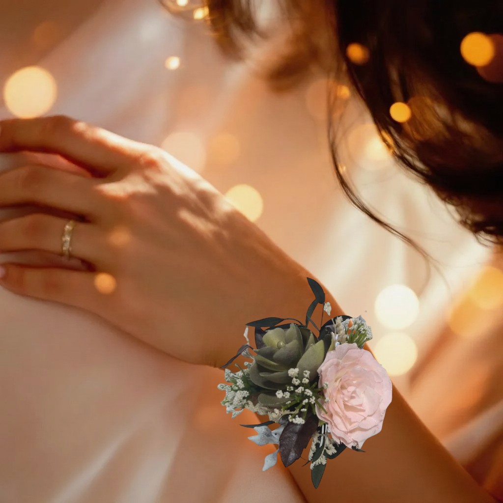 Pulsera de Rosa y suculenta