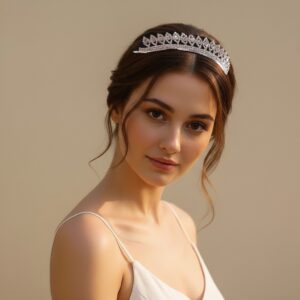 Tiara elegante en Novia con peinado recogido
