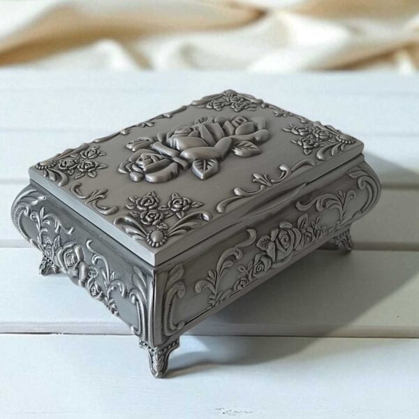 Arras de Boda con Cofre Plateado de Rosa - Imagen 2