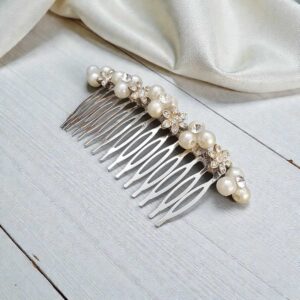 Peineta perlas Blancas y Flores