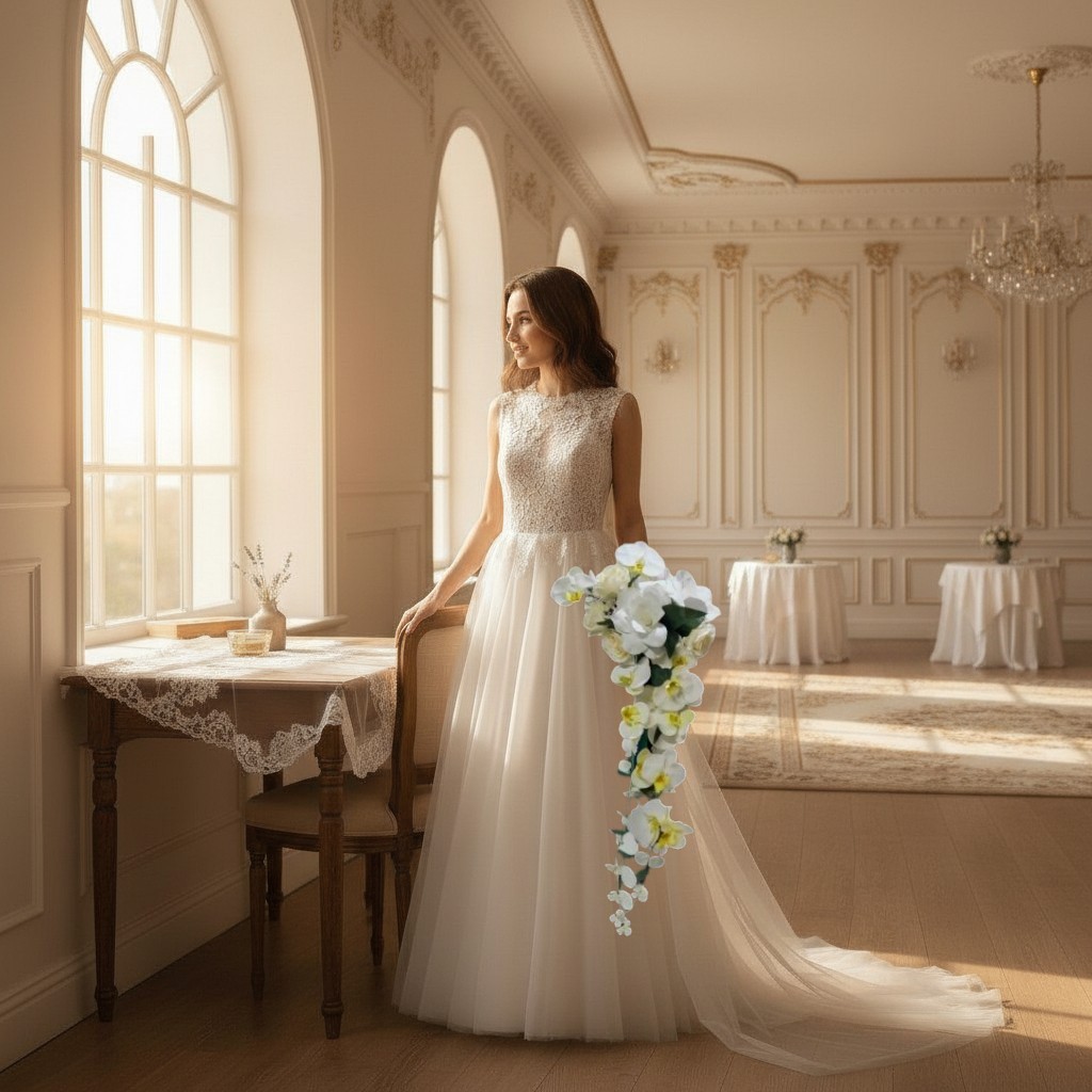 Ramo de Novia Alargado de Orquídeas - Imagen 2